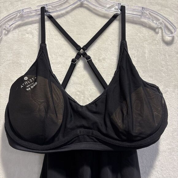 Athleta Blousy Tankini Swim Top Built In Underwire Bra Black Women's 34 D/DD - Picture 13 of 16